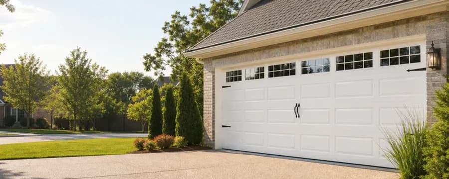 Residential garage door on a suburban home